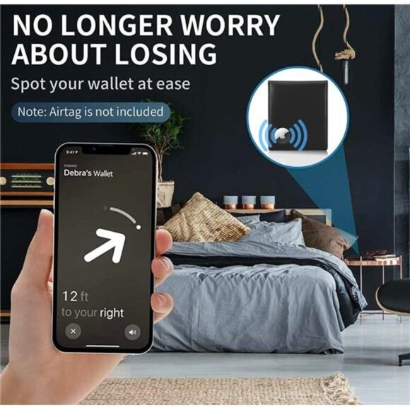 Air Tag Wallet Men Genuine Leather Bifold | RFID Blocking  for Men  - Picture 3 of 7